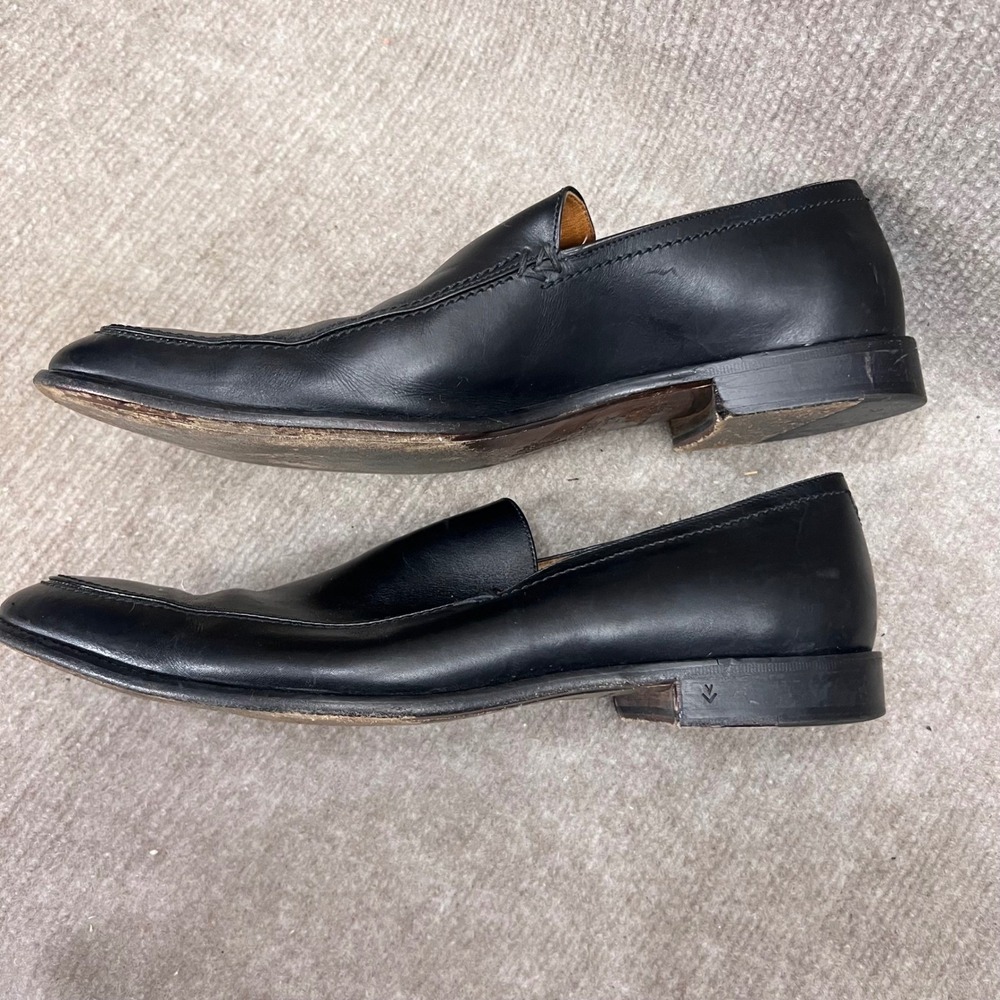 John Varvatos Black Leather Slip On Loafer Shoes Men Hand Made Italy Size 10 - Picture 6 of 16